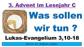 „Was sollen wir tun“ – Predigt zum 3 Advent im Lesejahr C [upl. by Sivatnod]