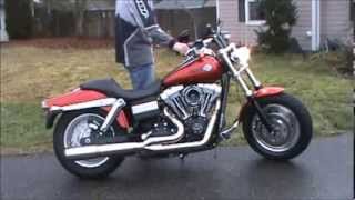 Harley Davidson Dyna Fat Bob Before and After Vance and Hines Stainless HiOutput 2into1 [upl. by Boy]