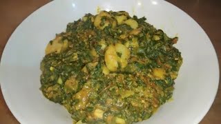 UNIQUE GHUIYAAN PALAK RECIPE  ArbiPalak ki Sabzi  Spinach Taro root without gravy  Taro Root [upl. by Ynogoham]