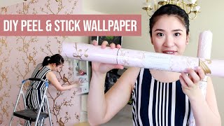 DIY Peel and Stick Wallpaper Accent Wall Installation [upl. by Genet475]