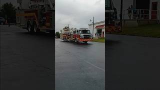 Keystone Hook and Ladder Company No1 of Myerstown NEW Tower 81 Ariving in Schoeneck 972024 [upl. by Alleyne360]