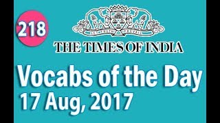 ✅ The Times of India Vocabulary 17 Aug 2017  Learn 10 New Words with Tricks  Day218 [upl. by Odarbil]