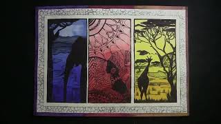 African Triptych Watercolor Original Art shorts [upl. by Saber]