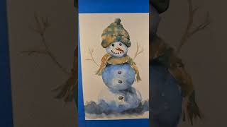 1 bonhomme de neige aquarellefacile watercolor aquarelle watercolorpainting art aquarelleart [upl. by Lydon862]