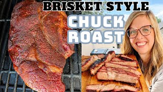 BRISKET STYLE CHUCK ROAST  How to smoke a Poor Mans Brisket on Pit Boss Austin XL [upl. by Jud]