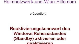 Reaktivierungskennwort des Windows StandbyRuhezustandes aktivieren oder deaktivieren [upl. by Noella]