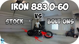 Harley Davidson Iron 883 060  Stock VS Bolt Ons [upl. by Elleirad661]