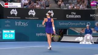 Apia International Sydney Quarterfinal Shot of the Day  Agnieszka Radwanska [upl. by Ellebyam720]