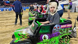 Racing A REAL MONSTER TRUCK at MONSTER JAM  Monster Jam VIP Experience [upl. by Oribelle267]