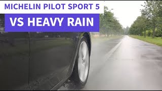 Michelin Pilot Sport 5 Summer Tires In The Wet  Standing Water and Braking [upl. by Enomrej806]