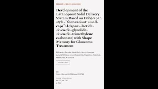 Development of the Latanoprost Solid Delivery System Based on Polyllactidecoglyco  RTCLTV [upl. by Calle]