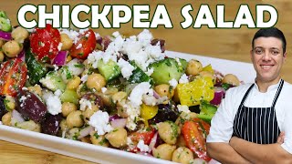 Healthy Mediterranean Chickpea Salad  Recipe by Lounging with Lenny [upl. by Alec]