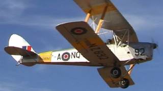 DH82a Tiger Moth Taxi Takeoff Landing [upl. by Eniahs]