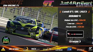 SPORTEC SimRacing TV  GT SUMMER CHALLENGE  Round 4 by JUST 4 FUN EVENT [upl. by Nnaeirual]