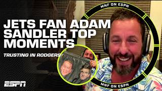 New York Jets fan Adam Sandler has FULL FAITH in Aaron Rodgers 🙌 COMPILATION  ManningCast [upl. by Anikal]