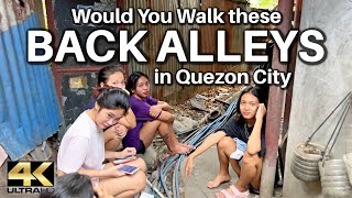 Would You Walk Here Quezon City Back Alleys in the Philippines 4K [upl. by Eednus]