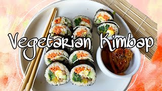 Vegetarian Kimbap  Korean Food Recipe Plantbased Healthy Easy Recipe [upl. by Dnomyad748]