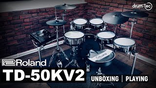 Roland TD50KV2 electronic drums unboxing amp playing by drumtec [upl. by Zurek]