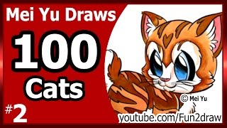 100 Drawings CHALLENGE  Mei Yu Draws 100 Cats 2  Kurilian Bobtail Kitten Fun2draw Dibujo  Gatos [upl. by Beera]