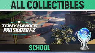 Tony Hawks Pro Skater 12  School  All Goals Collectibles Alien Stat Points Vert amp VLogo 🏆 [upl. by Lekkim]