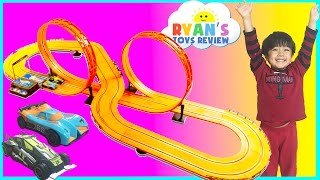 GIANT HOT WHEELS Electric Slot Car Track Set RC Remote Control Racing [upl. by Annovaj426]