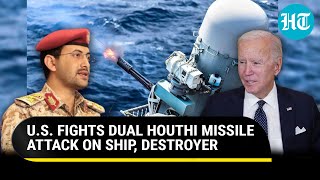 Houthi Missile Hits Israelbound US Ship Another Misses Warship 10 Drones Destroyed In Yemen [upl. by Callean747]