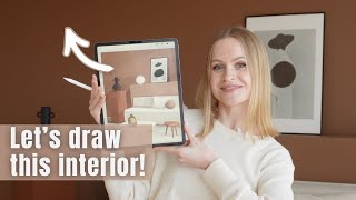 Interior Design Sketching on iPad  Tutorial [upl. by Merri931]