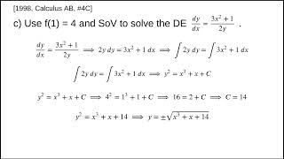 AP Calculus AB  1998 4C [upl. by Egroej]