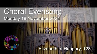 Choral Evensong  Monday 18 November 2024  Chester Cathedral [upl. by Hackney206]