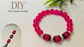 How to make Bracelet at home with Glass beads diy trending braceletmaking [upl. by Broeker387]