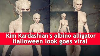 Kim Kardashians albino alligator Halloween look goes viral  DRM Entertainment [upl. by Yllen347]