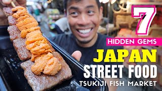 Tsukiji Fish Market New amp Hidden Gems Japanese Street Food [upl. by Nimoynib429]