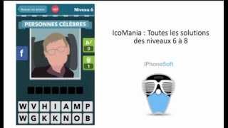 Solutions Icomania  Toutes les solutions du jeu des niveaux 6 a 8 [upl. by Morville]