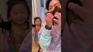 Toddler was shocked that her dad ate the seaweed without sharing [upl. by Ahsiad]