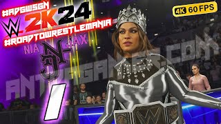 NIA JAX Road To WrestleMania Universe Part 1 TIFFY ISSUES  WWE 2K24 PS5 4K 60FPS [upl. by Atiuqiram]