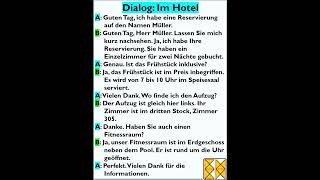 Im Hotel  Dialog A2B1  Deutsch hören dialog b1 b2 dtbb1 dtbb2 [upl. by Rheims]