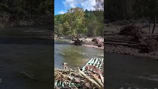 Weaver Ford Bridge BeforeAfter Hurricane Helene [upl. by Nakah276]