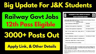 Good News 12th Pass Students  Railway Govt Job  3000 Posts Apply Link [upl. by Halfdan]