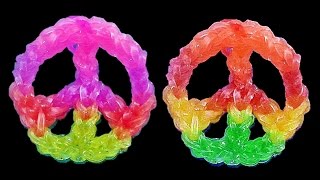 How to Make Loom Bands  Rainbow Loom Charms PEACE SIGN [upl. by Linzer]