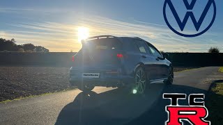 Review  Golf 8R Akrapovic  PopsampBangs  by TCR  TopCarReview [upl. by Ecinerev]