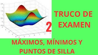 EXTREMOS DE UNA FUNCIONES DE DOS VARIABLES Máximos Mínimos y Puntos de Silla Matriz hessiana [upl. by Etireugram]