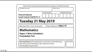 Edexcel GCSE Maths  June 2019  Foundation Paper 1  Explanation [upl. by Dragelin]