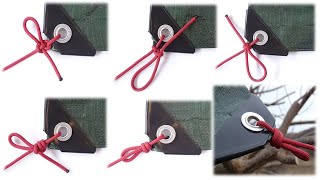 5 Basic Quick Release Knots for Tarp Corner – Camping Wilderness Survival Tips [upl. by Enelie]