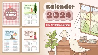 Cara Membuat Kalender di Canva  Kalender 2024 [upl. by Ihcekn]