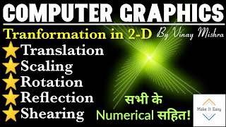 Transformation in 2D TranslationScalingRotationReflectionShearing with numericals [upl. by Notlrahc]