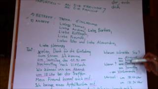 German Lesson How to write a letter  Niveau A1 [upl. by Yahsat]