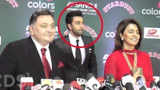 Ranbir Kapoor Embarrassed Of Father Rishi Kapoor At Stardust Awards 2016 [upl. by Beitch]