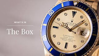 Gold Rolex Submariner Unboxing Serti Dial Ref 16808  Whats in the Box Ep 24 [upl. by Gere149]