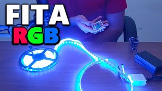 Review fita de led RGB 5050 com CONTROLE  TecElmo [upl. by Airtal]