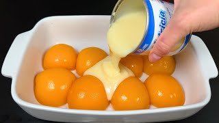 Schlagen Sie Kondensmilch mit Pfirsiche Das beste cremige Dessert ohne Backen [upl. by Inaluahek]